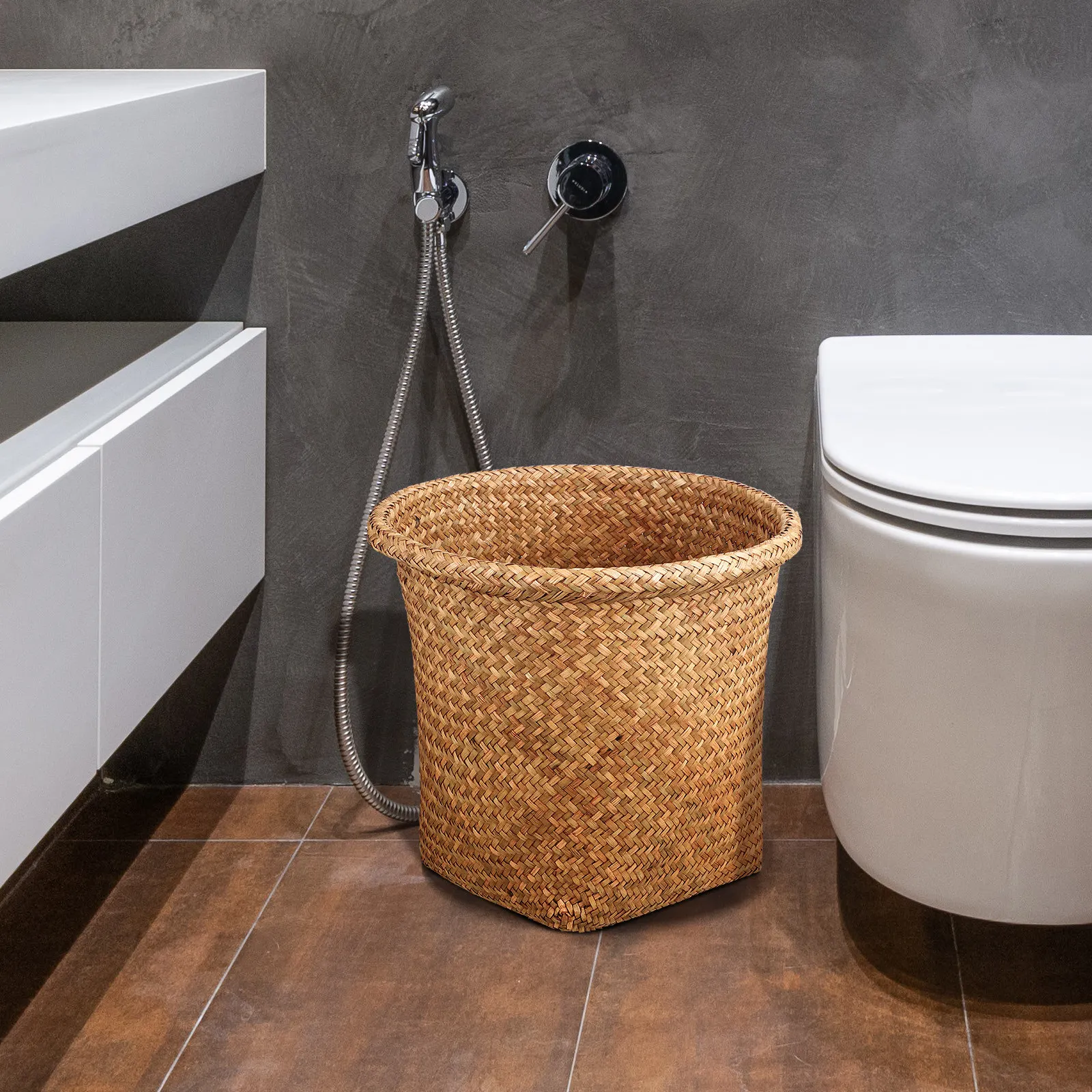 Rattan Woven Storage Basket Multifunctional Trash Can Laundry Hamper Decorative Wicker Basket for Bathroom Kitchen Bedroom
Rattan Woven Storage Basket Multifunctional Trash Can Laundry Hamper Decorative Wicker Basket for Bathroom Kitchen Bedroom