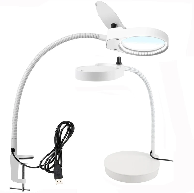 2 IN 1 8x15x White Lighted Magnifier with Stand & Clamp Bright LED Magnifying Desk Lamp for Reading, Close Work, Soldering
2 IN 1 8x15x White Lighted Magnifier with Stand & Clamp Bright LED Magnifying Desk Lamp for Reading, Close Work, Soldering