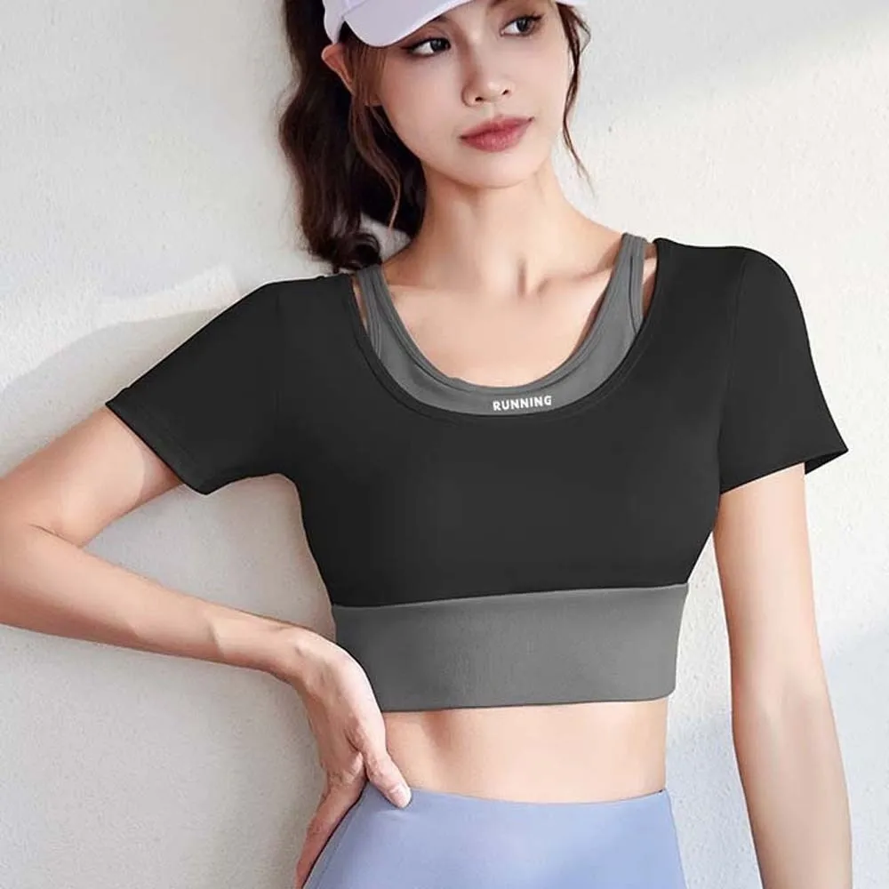 Combined in One Sports Top with Bra Breathable Tight Yoga T-shirt Thickened Contrast Color Plus Size Short Top Women's Clothing
Combined in One Sports Top with Bra Breathable Tight Yoga T-shirt Thickened Contrast Color Plus Size Short Top Women's Clothing