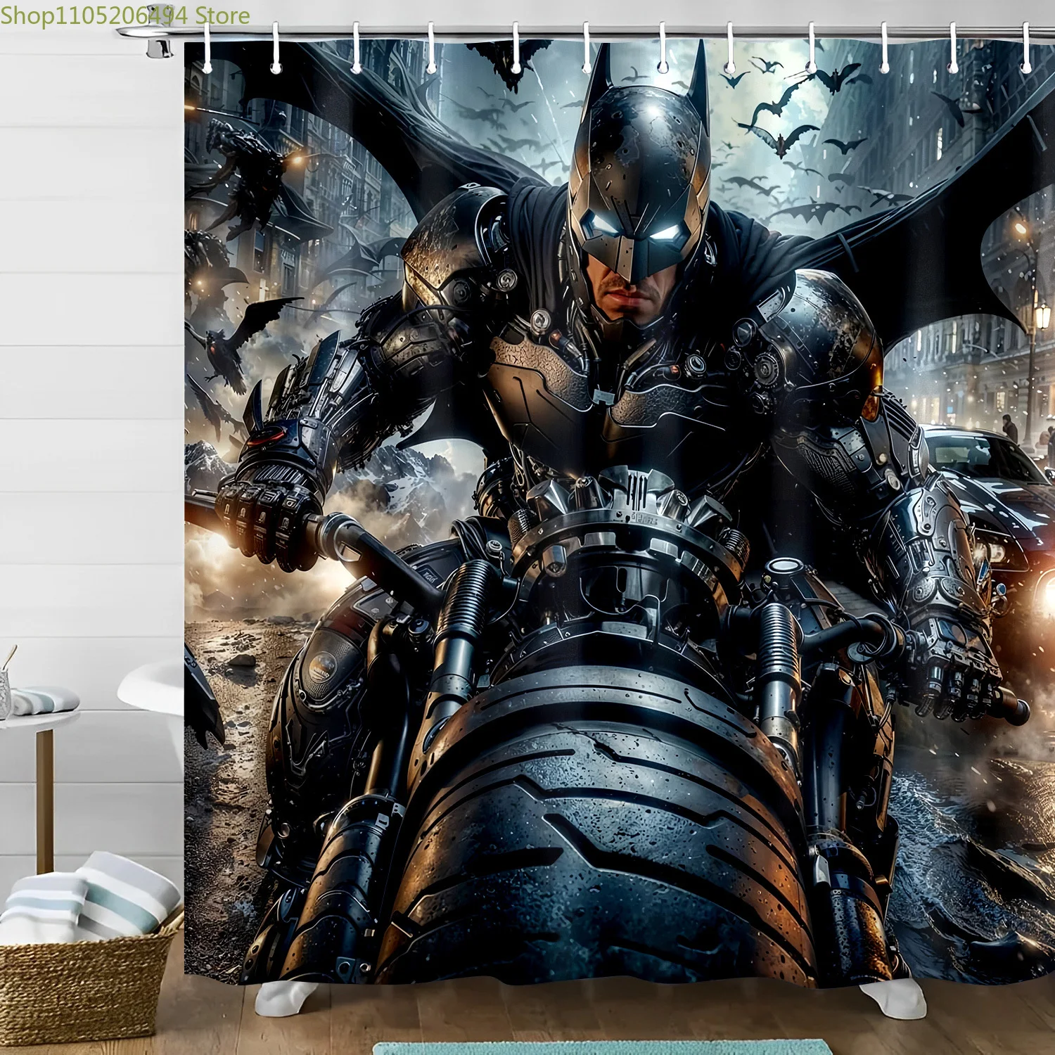 Занавеска для душа с изображением Темного рыцаря Warner Bros на мотоцикле, идеально подходит для декора ванной комнаты в стиле супергероев. Эта ткань Ac
Занавеска для душа с изображением Темного рыцаря Warner Bros на мотоцикле, идеально подходит для декора ванной комнаты в стиле супергероев. Эта ткань Ac