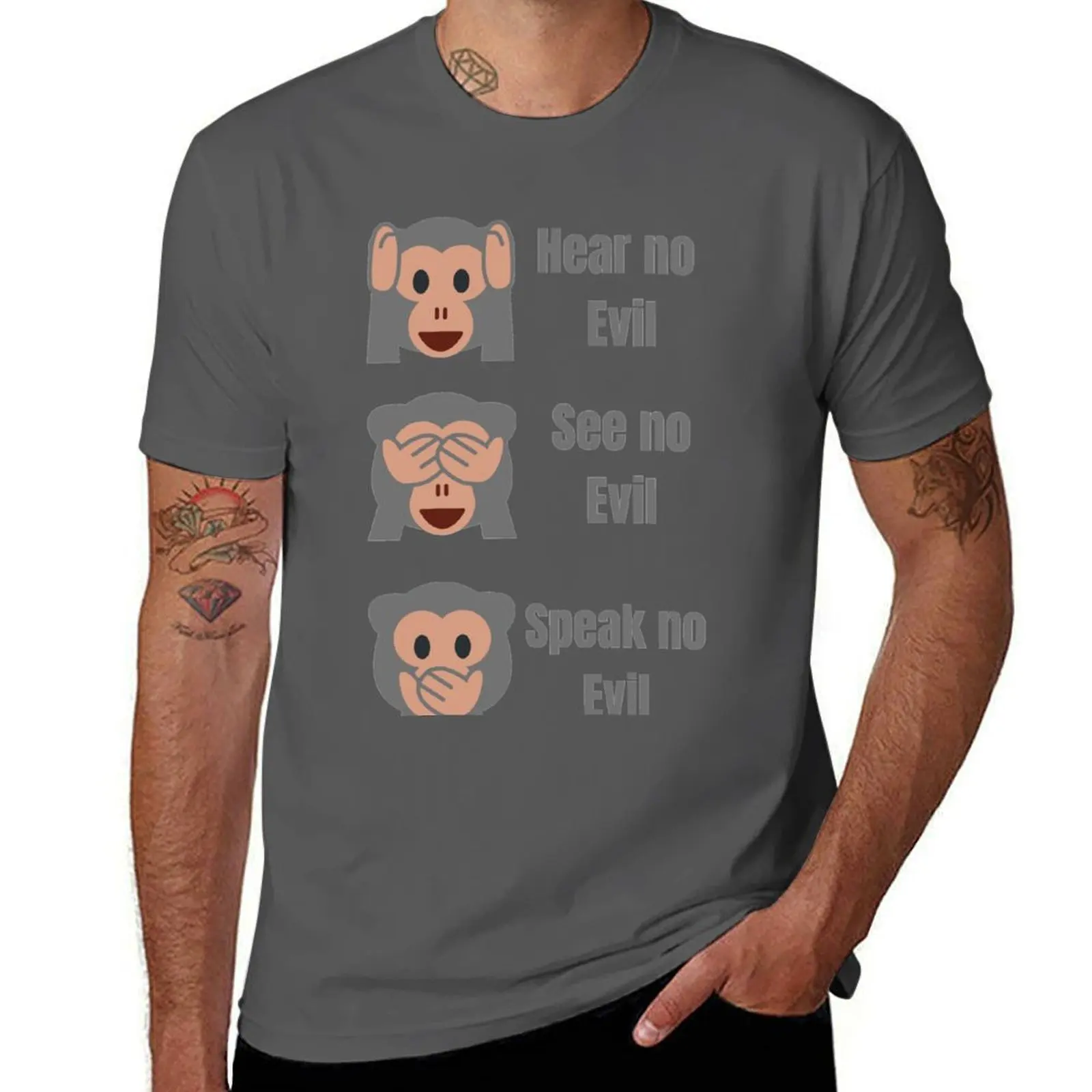Evil, See no Evil, Evil, Hear no no Speak T-Shirt Large Size Short Sleeve T-Shirt
Evil, See no Evil, Evil, Hear no no Speak T-Shirt Large Size Short Sleeve T-Shirt