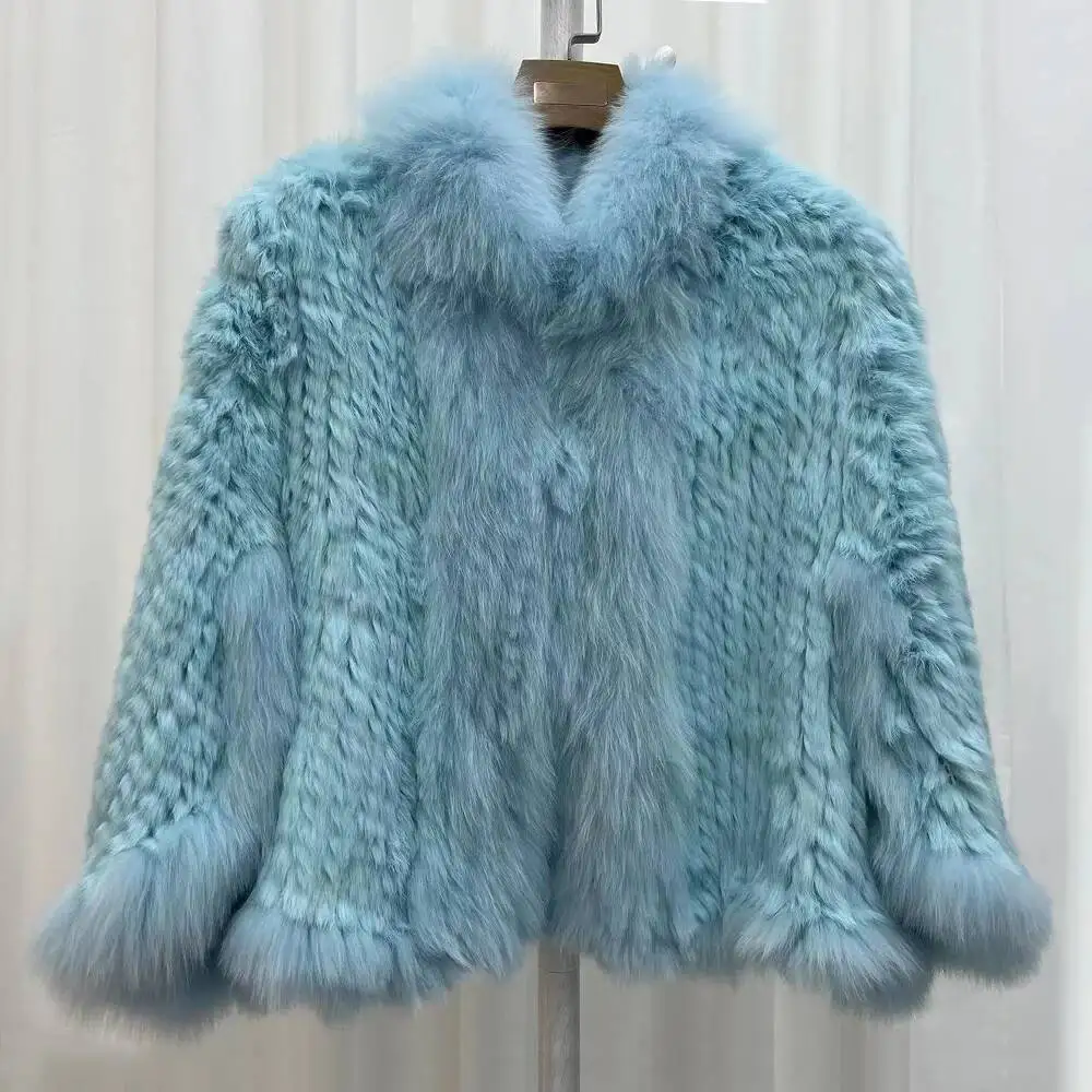 Autumn Winter Knitted Rabbit Shawl Coat With Fox Trim Female Natural Fur Jacket 2025 New Fashion Clothing
Autumn Winter Knitted Rabbit Shawl Coat With Fox Trim Female Natural Fur Jacket 2025 New Fashion Clothing