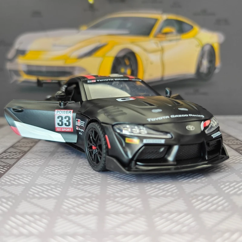 1: 32 simulation Toyota Supra GT4 alloy rally car model with doors that can be opened, sound and light feedback, car ornament
1: 32 simulation Toyota Supra GT4 alloy rally car model with doors that can be opened, sound and light feedback, car ornament