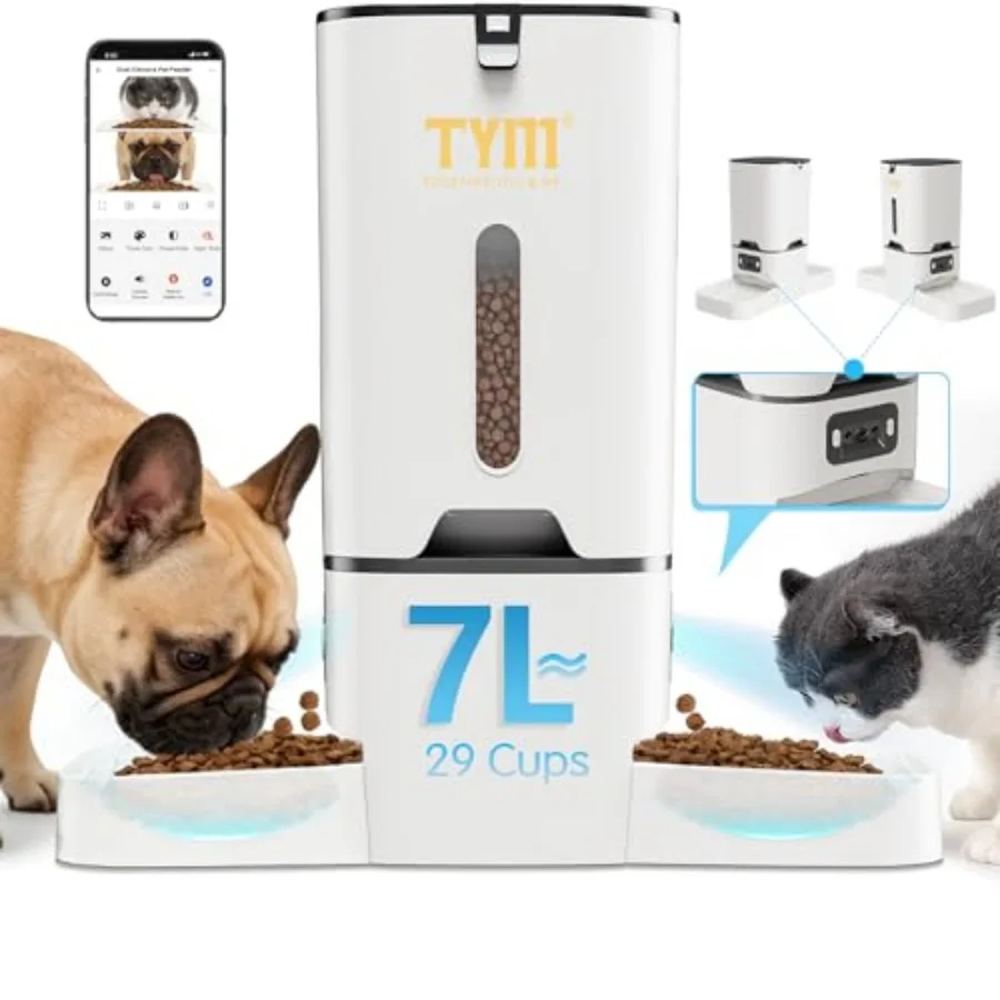 Automatic Cat Feeder with 2 Camera for 2 Cats 7L Dog Food Dispenser with Night Vision 2K 4MP 5G WiFi Dual Auto Cat Feeder with
Automatic Cat Feeder with 2 Camera for 2 Cats 7L Dog Food Dispenser with Night Vision 2K 4MP 5G WiFi Dual Auto Cat Feeder with