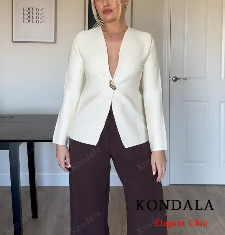 KONDALA-Женская элегантная шикарная вязаная куртка на одной пуговице с v-образным вырезом, бежевый кардиган, новинка 2025, весенне-осенняя модная романтическая повседневная куртка
KONDALA-Женская элегантная шикарная вязаная куртка на одной пуговице с v-образным вырезом, бежевый кардиган, новинка 2025, весенне-осенняя модная романтическая повседневная куртка