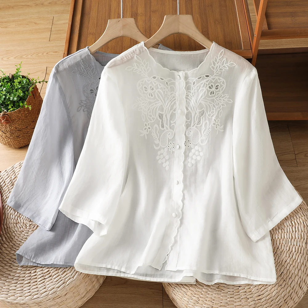 plus Size Embroidered Loose Women's Shirt Vintage Heavy Embroidery Summer New Style Fashionable MM Casual Style round Neck Bu...
plus Size Embroidered Loose Women's Shirt Vintage Heavy Embroidery Summer New Style Fashionable MM Casual Style round Neck Bu...