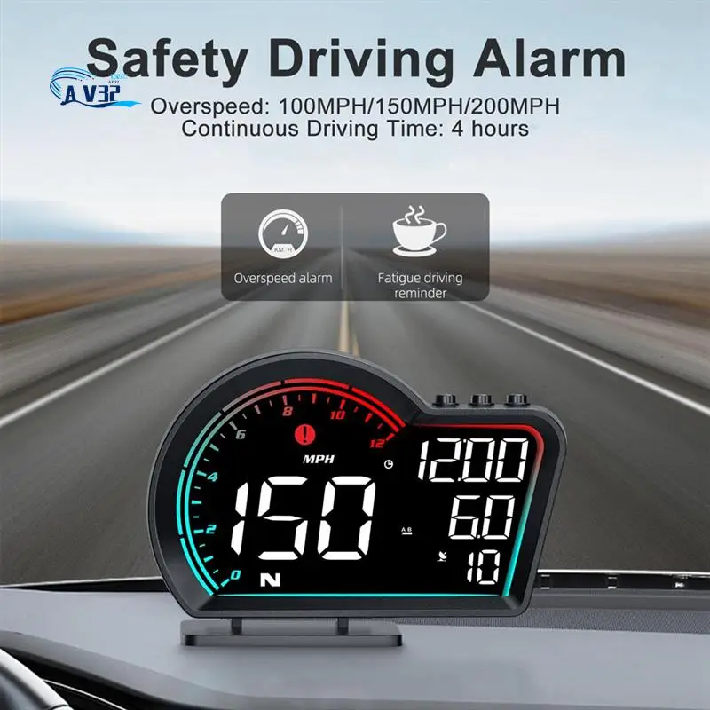 AV32-Digital GPS Speedometer Universal Car Head Up Display With Speed MPH Compass Direction Fatigue Driving Reminder
AV32-Digital GPS Speedometer Universal Car Head Up Display With Speed MPH Compass Direction Fatigue Driving Reminder