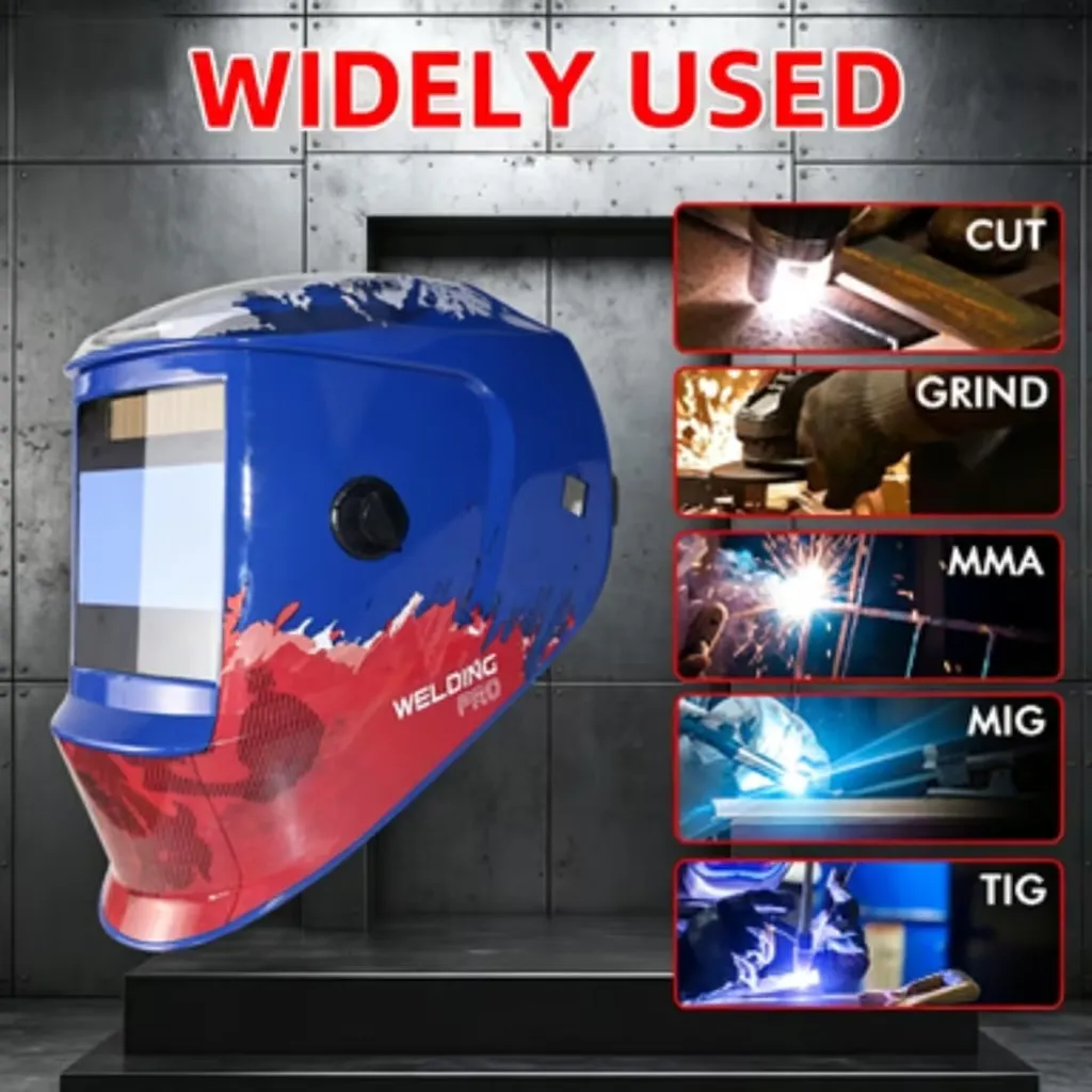 Full Coverage Solar Auto Darkening Welding Helmet, DIN5-DIN13 True Color, Large Screen 4 Sensors for TIG MIG MMA Grinding
Full Coverage Solar Auto Darkening Welding Helmet, DIN5-DIN13 True Color, Large Screen 4 Sensors for TIG MIG MMA Grinding