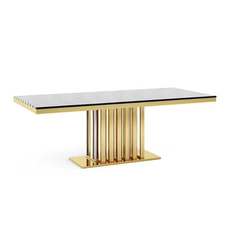 Light luxury marble dining table Luxury gold stainless steel dining table
Light luxury marble dining table Luxury gold stainless steel dining table