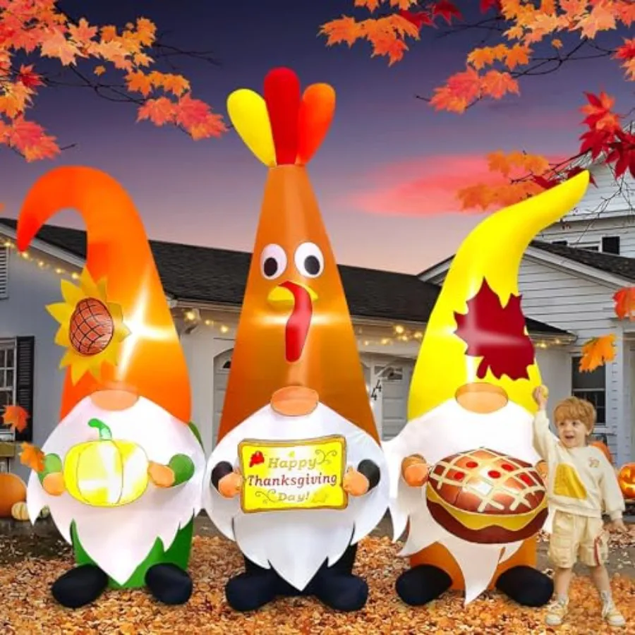 7FT Thanksgiving Day Inflatable with LED Light, Thanksgiving Three Gnome Inflatable Fall Harvest Outdoor Decoration Thanksgivin
7FT Thanksgiving Day Inflatable with LED Light, Thanksgiving Three Gnome Inflatable Fall Harvest Outdoor Decoration Thanksgivin