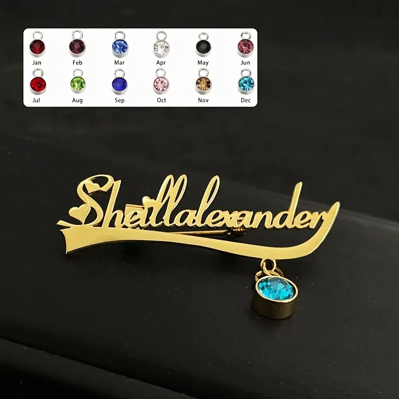 Custom Name Brooch With Birthstone Personalized Stainless Steel Pin For Men Women Wedding Jewelry Gift
Custom Name Brooch With Birthstone Personalized Stainless Steel Pin For Men Women Wedding Jewelry Gift