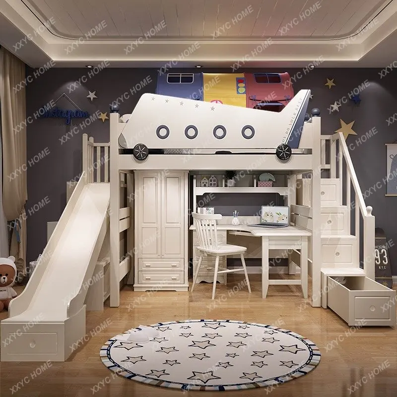 Bed and Bed Combination Children's Bed Wardrobe Integrated Bunk Bed Multi-Functional Small Apartment Cartoon Aircraft Slide
Bed and Bed Combination Children's Bed Wardrobe Integrated Bunk Bed Multi-Functional Small Apartment Cartoon Aircraft Slide