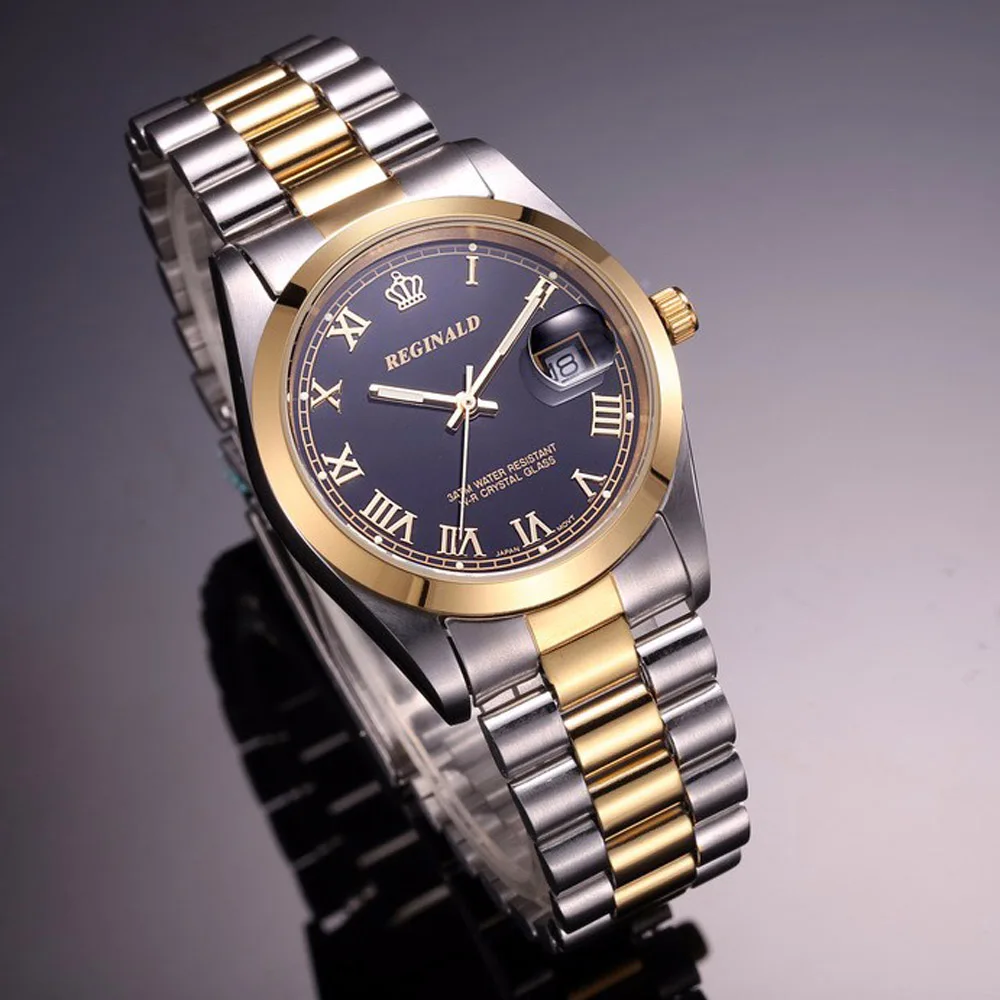 REGINALD Men Watch Fashion Business Watches Men 316L Stainless Steel Auto Date Quartz Wristwatches Gold Silver Male Clock
REGINALD Men Watch Fashion Business Watches Men 316L Stainless Steel Auto Date Quartz Wristwatches Gold Silver Male Clock