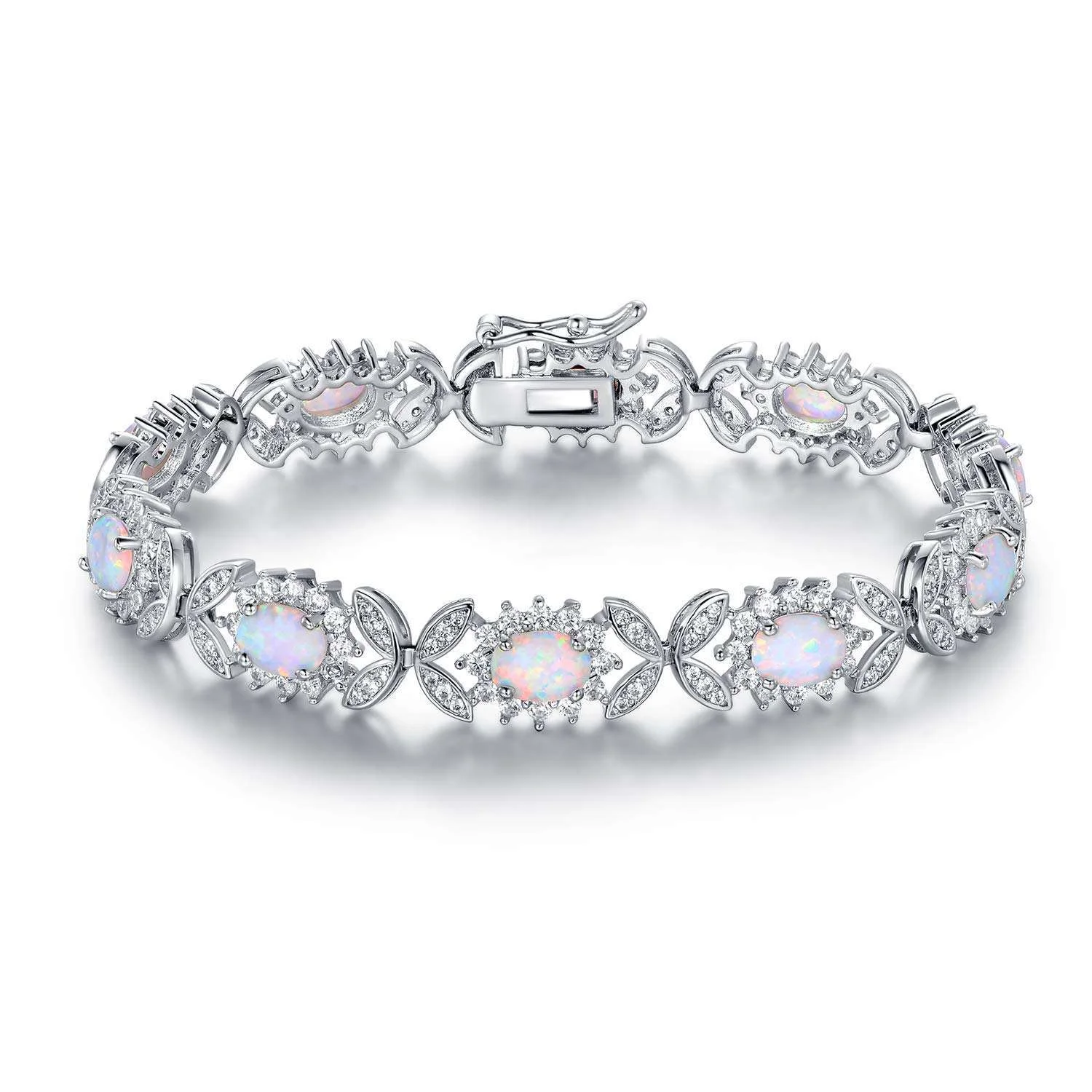 White Opal Bracelet for Women, Oval Opal Flower Leaf Link Bracelet, Dainty Bridal Statement Jewelry Gift for Her
White Opal Bracelet for Women, Oval Opal Flower Leaf Link Bracelet, Dainty Bridal Statement Jewelry Gift for Her