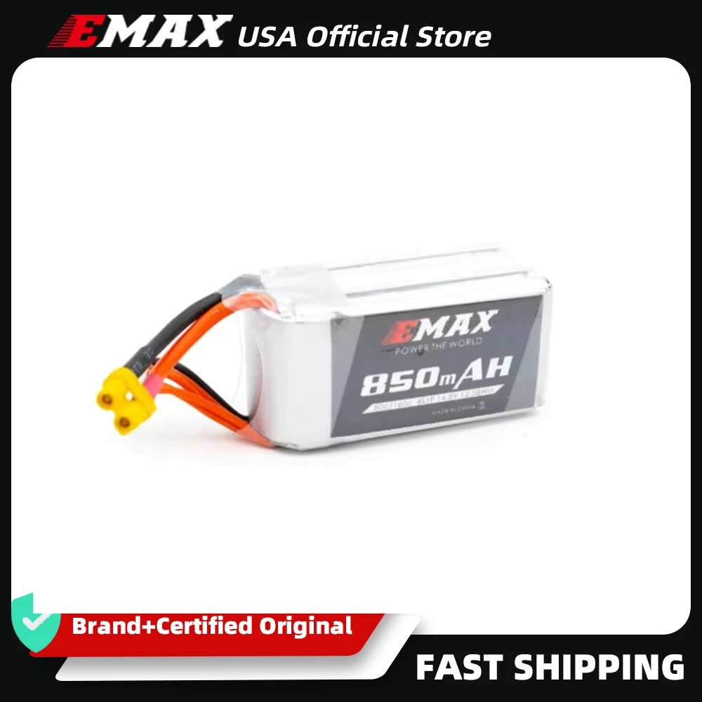 EMAX USA Official Babyhawk 4 Inch 14.8V 850mAh 4s 80-160C XT30 Connector Lipo Battery for RC FPV Racing Drone
EMAX USA Official Babyhawk 4 Inch 14.8V 850mAh 4s 80-160C XT30 Connector Lipo Battery for RC FPV Racing Drone