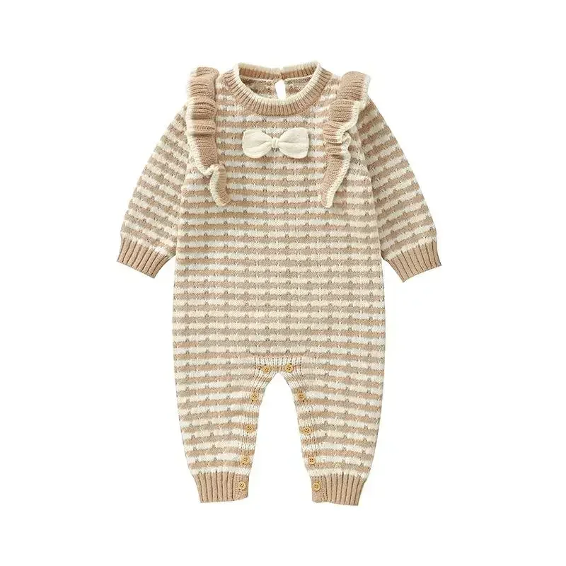 Autumn Winter Newborn Girl Baby Fashion Bow Flounce Knitted One-piece Infant Knit Striped Casual Jumpsuit Kids Knitting Romper
Autumn Winter Newborn Girl Baby Fashion Bow Flounce Knitted One-piece Infant Knit Striped Casual Jumpsuit Kids Knitting Romper