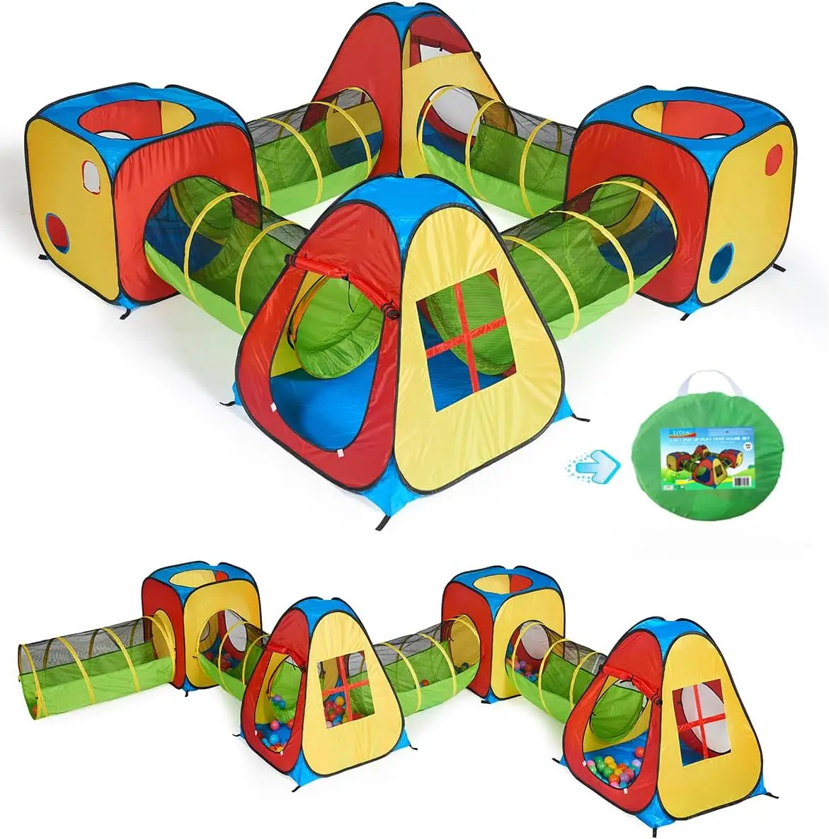 8-in-1 Pop-Up Kids Play Tent Set with Tunnels for Indoor Outdoor Fun, Boys Girls Babies Toddlers
8-in-1 Pop-Up Kids Play Tent Set with Tunnels for Indoor Outdoor Fun, Boys Girls Babies Toddlers
