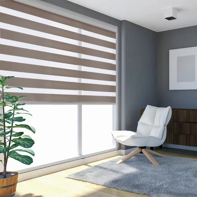 Window Blinds Motorized Zebra Blinds Customized Width Double Layers Blackout Roller Blinds Shades with Valance
Window Blinds Motorized Zebra Blinds Customized Width Double Layers Blackout Roller Blinds Shades with Valance
