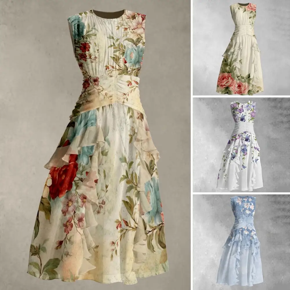 Floral Print Midi Dress Summer Dress Elegant Floral Print Midi Dress for Women Retro A-line Prom Wedding with Ruffle Patchwork
Floral Print Midi Dress Summer Dress Elegant Floral Print Midi Dress for Women Retro A-line Prom Wedding with Ruffle Patchwork