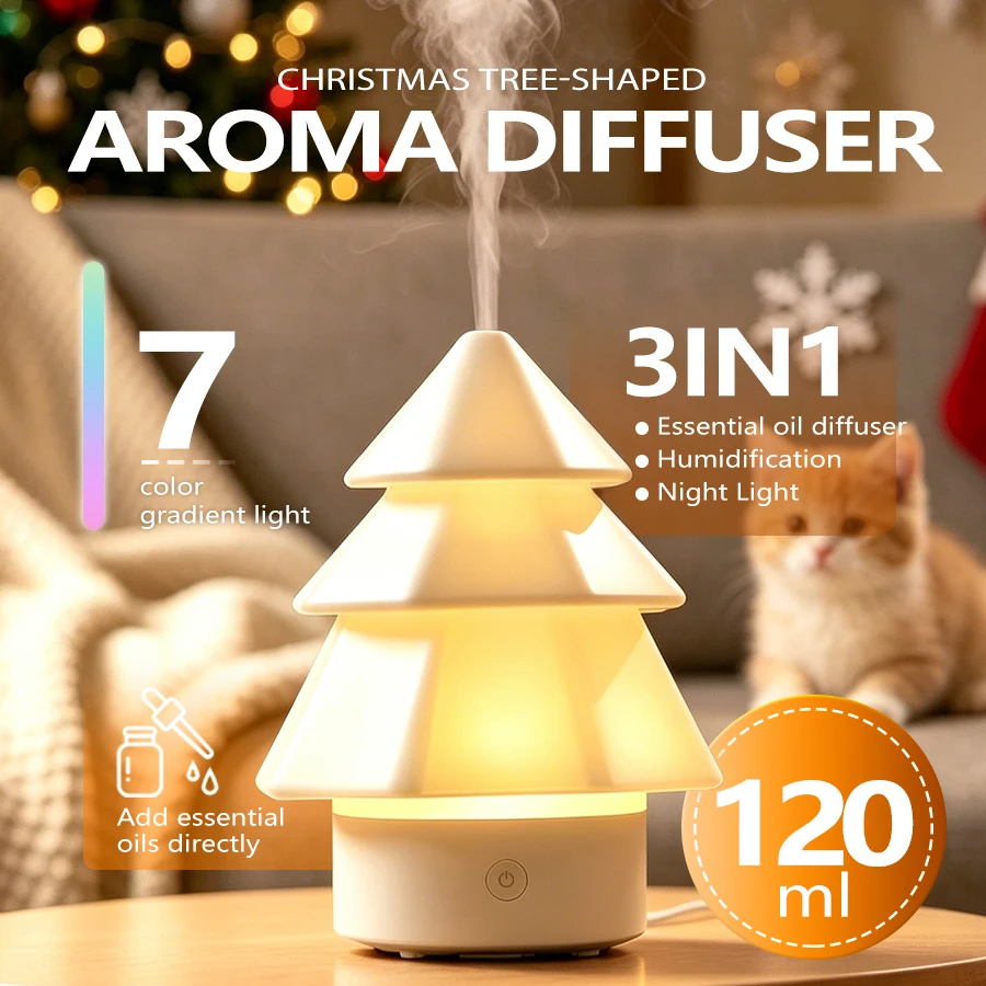 Christmas Tree Aroma Humidifier, 7 Color Light, 120ml, USB Essential Oil Diffuser, Quiet Cool Mist, for Home Office Travel
Christmas Tree Aroma Humidifier, 7 Color Light, 120ml, USB Essential Oil Diffuser, Quiet Cool Mist, for Home Office Travel