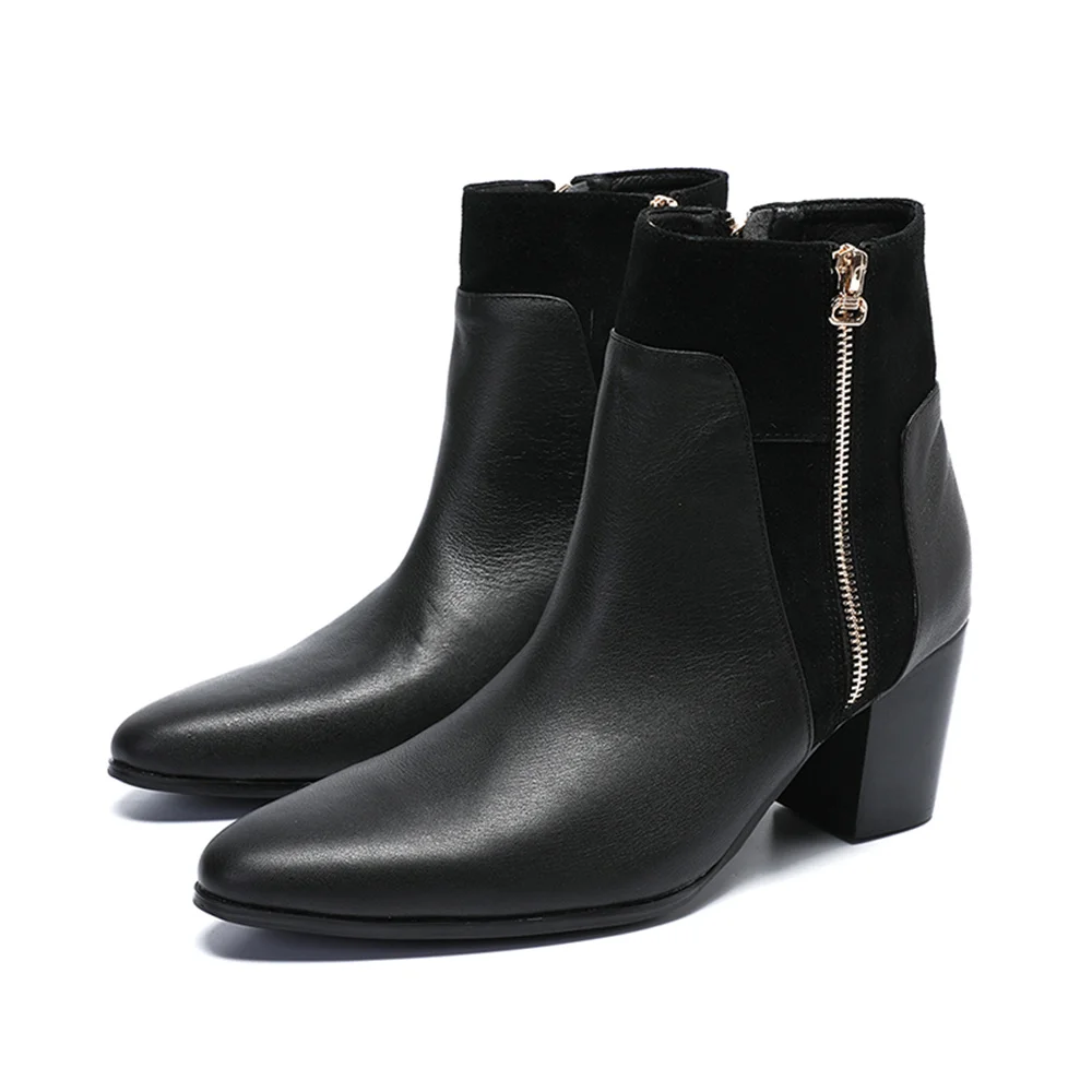 Black Zipper Genuine Leather High Heels Pointed Toe For Men Boots Male Plus Size British Style Wedding Party Business Dress Shoe
Black Zipper Genuine Leather High Heels Pointed Toe For Men Boots Male Plus Size British Style Wedding Party Business Dress Shoe
