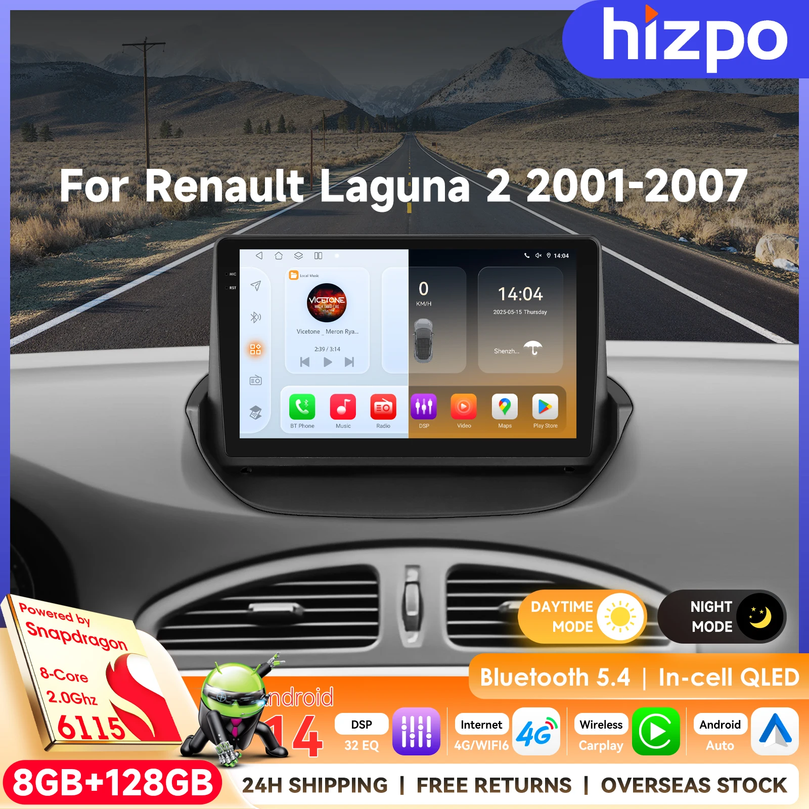 9-дюймовый сенсорный мультимедийный плеер Hizpo 2Din для Renault Laguna 2 2001-2007 с беспроводным CarPlay и Android Auto
9-дюймовый сенсорный мультимедийный плеер Hizpo 2Din для Renault Laguna 2 2001-2007 с беспроводным CarPlay и Android Auto