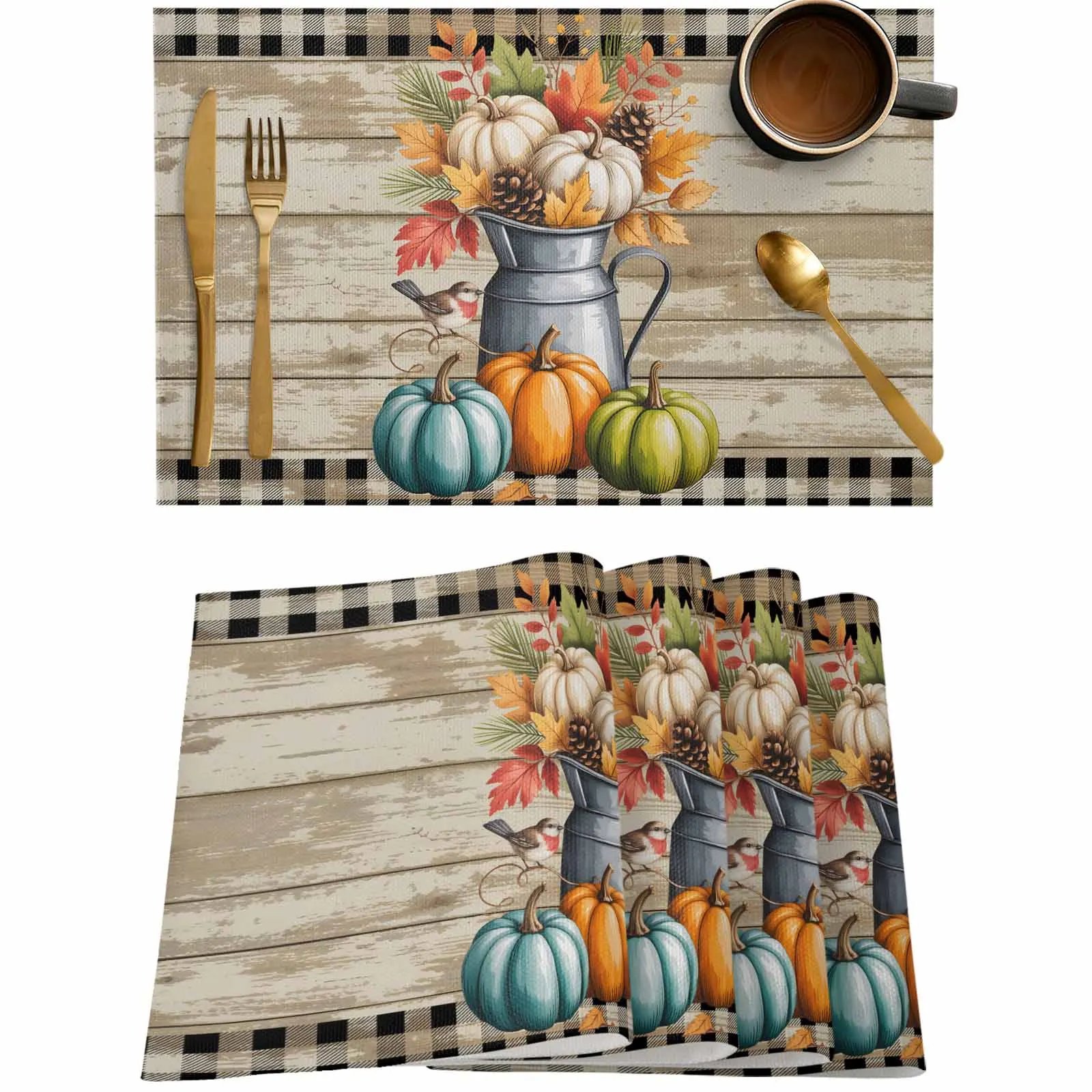4/6 Pcs Vintage Plank Plaid Pumpkin Placemat Wedding Party Dining Decor Linen Table Mat Kitchen Accessories
4/6 Pcs Vintage Plank Plaid Pumpkin Placemat Wedding Party Dining Decor Linen Table Mat Kitchen Accessories