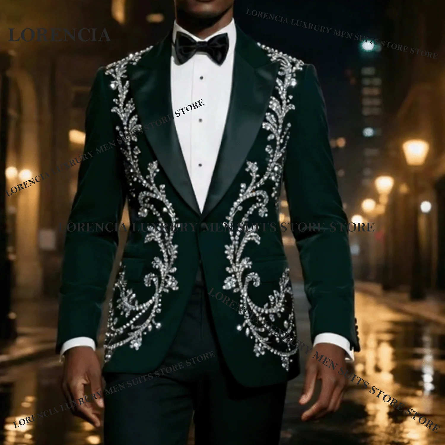 Customized Luxury 2 Piece Set Wedding Tuxedos Handmade Crystal Velvet Men Suit Ornament Groom Male Blazers Slim Fit Ropa hombre
Customized Luxury 2 Piece Set Wedding Tuxedos Handmade Crystal Velvet Men Suit Ornament Groom Male Blazers Slim Fit Ropa hombre