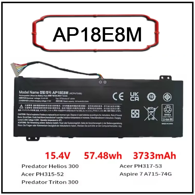 3733mAh AP18E8M Laptop Battery for Acer Nitro 5 AN515-54 AN515-55 AN517-51 7 AN715-51 Aspire 7 A715-74 A715-74G Series AP18E7M
3733mAh AP18E8M Laptop Battery for Acer Nitro 5 AN515-54 AN515-55 AN517-51 7 AN715-51 Aspire 7 A715-74 A715-74G Series AP18E7M