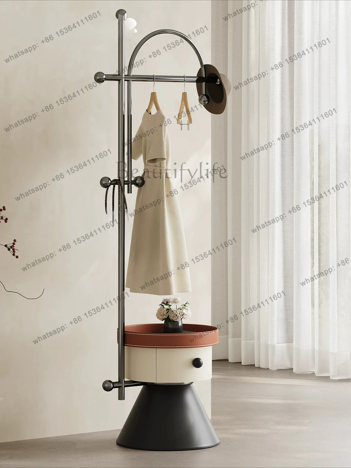 YJ Italian light luxury floor coat rack stainless steel clothes hanger bedside storage cabinet integrated
YJ Italian light luxury floor coat rack stainless steel clothes hanger bedside storage cabinet integrated