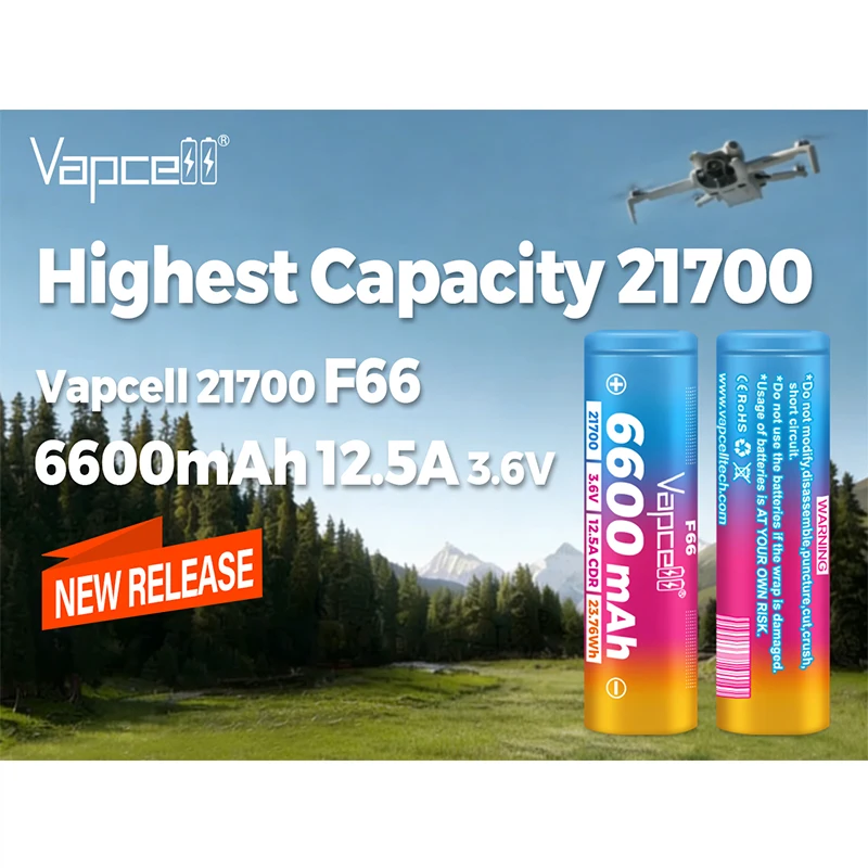 Original Vapcell F60 F63 F66 21700 Battery High Capacity 12.5A 3.6V INR 21700 Li-ion Cell For Energy Storage Battery Pack
Original Vapcell F60 F63 F66 21700 Battery High Capacity 12.5A 3.6V INR 21700 Li-ion Cell For Energy Storage Battery Pack