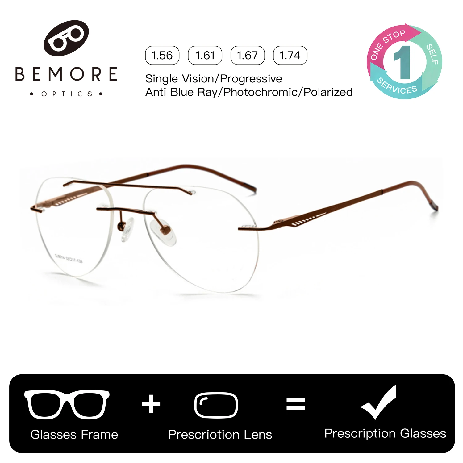 BEMORE Pilot Alloy Prescription Eyewear Women Photochromic Anti Blue Light Optical Frame Graduated Bifocal Eyeglasses
BEMORE Pilot Alloy Prescription Eyewear Women Photochromic Anti Blue Light Optical Frame Graduated Bifocal Eyeglasses