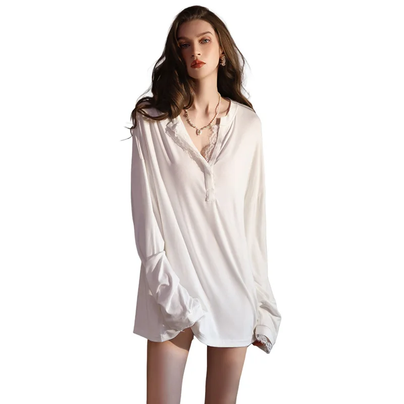 Women's Summer Pajamas French Style High-End Nightdress Long Sleeve Homewear Casual Pure Desire Lace Trim Dress Elegant LBRL
Women's Summer Pajamas French Style High-End Nightdress Long Sleeve Homewear Casual Pure Desire Lace Trim Dress Elegant LBRL
