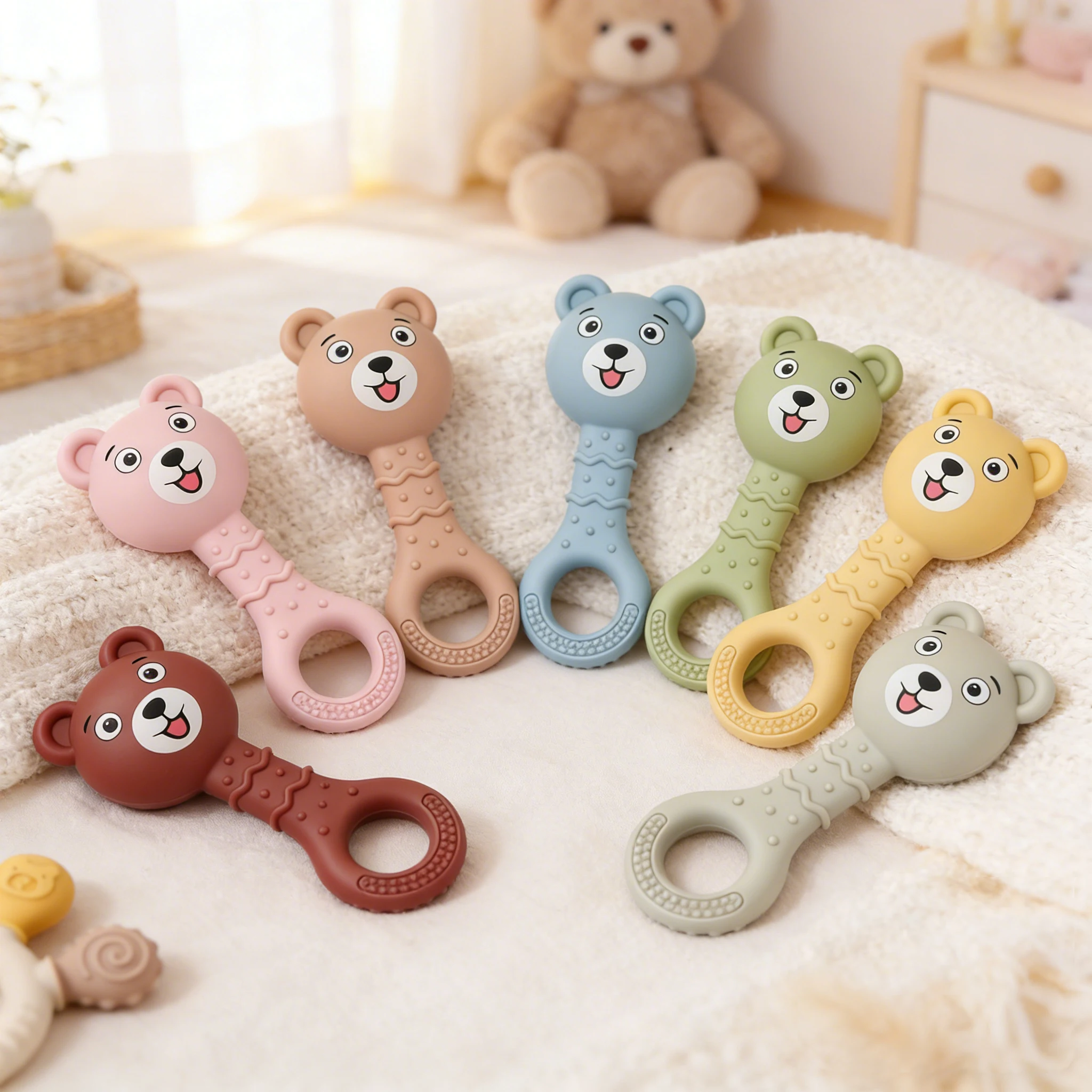 Силиконовая погремушка-прорезыватель для младенцев, 1 шт., для изготовления цепочек для сосок, легко захватываемая, подарок для новорожденных, милый медвежонок, детские товары, без BPA
Силиконовая погремушка-прорезыватель для младенцев, 1 шт., для изготовления цепочек для сосок, легко захватываемая, подарок для новорожденных, милый медвежонок, детские товары, без BPA
