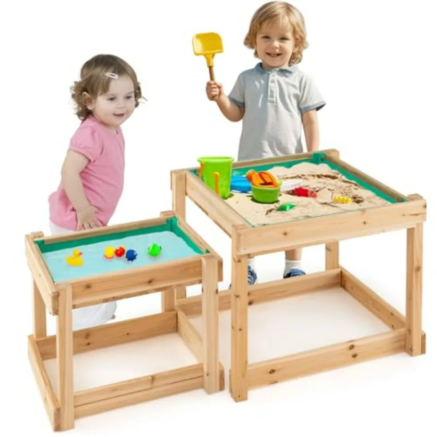 Wood Outdoor Sensory Table 2 Pcs Natural Sand and Water Play Table with Protective Cover and Built-in Liner Space-Saving Design
Wood Outdoor Sensory Table 2 Pcs Natural Sand and Water Play Table with Protective Cover and Built-in Liner Space-Saving Design