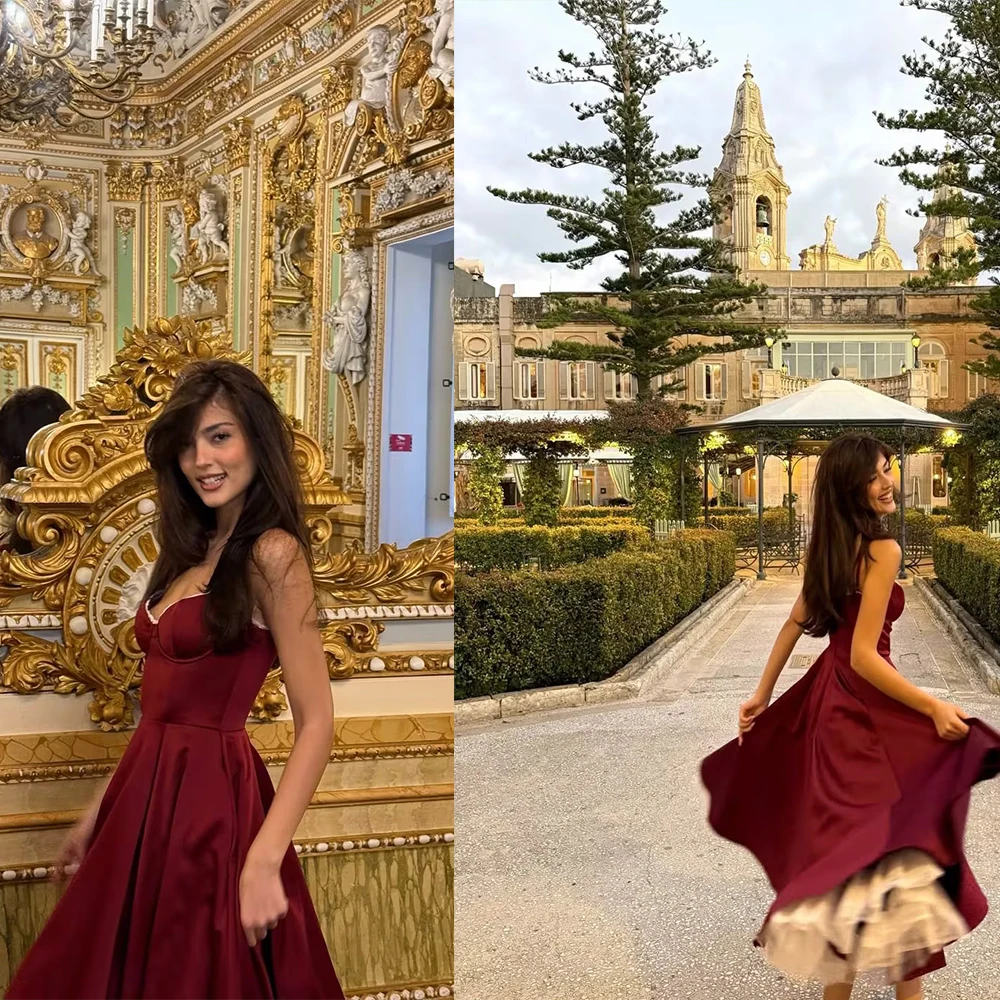 Customized High Quality Red Satin for Evening Dresses Sleeveless with Lace A-line for Floor-length Bespoke Occasion Party Dress
Customized High Quality Red Satin for Evening Dresses Sleeveless with Lace A-line for Floor-length Bespoke Occasion Party Dress