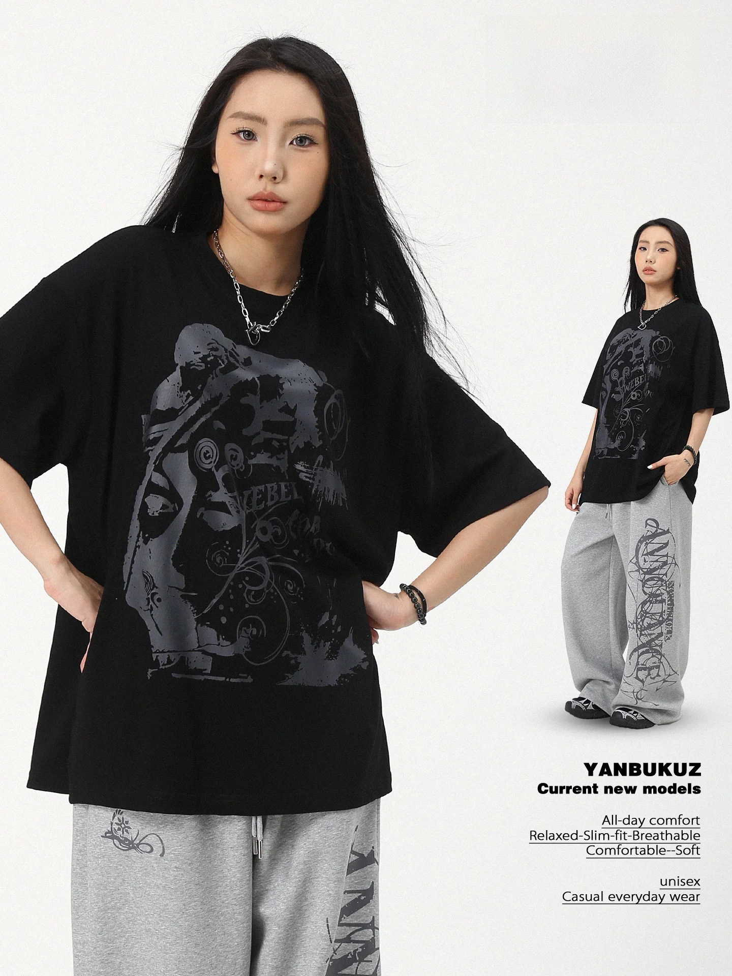 Loose Short Sleeve T-Shirt Street Dance Style Hip Hop American Retro Low Profile Dark Print Unisex Summer Cotton round Neck
Loose Short Sleeve T-Shirt Street Dance Style Hip Hop American Retro Low Profile Dark Print Unisex Summer Cotton round Neck
