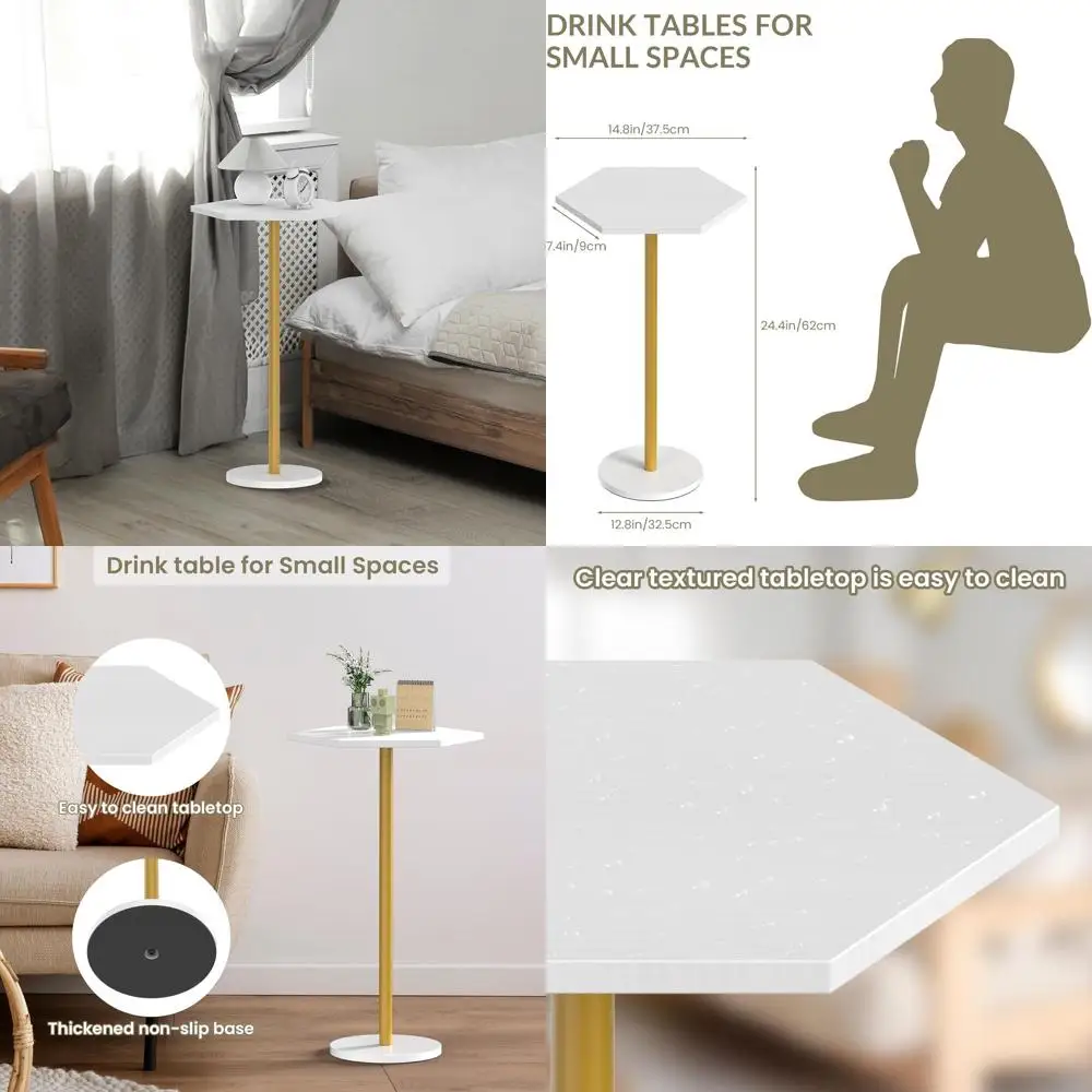 Pair of White Hexagonal Side Tables, 24.4 High, Space-Saving Accent Tables for Living and Bedroom
Pair of White Hexagonal Side Tables, 24.4 High, Space-Saving Accent Tables for Living and Bedroom