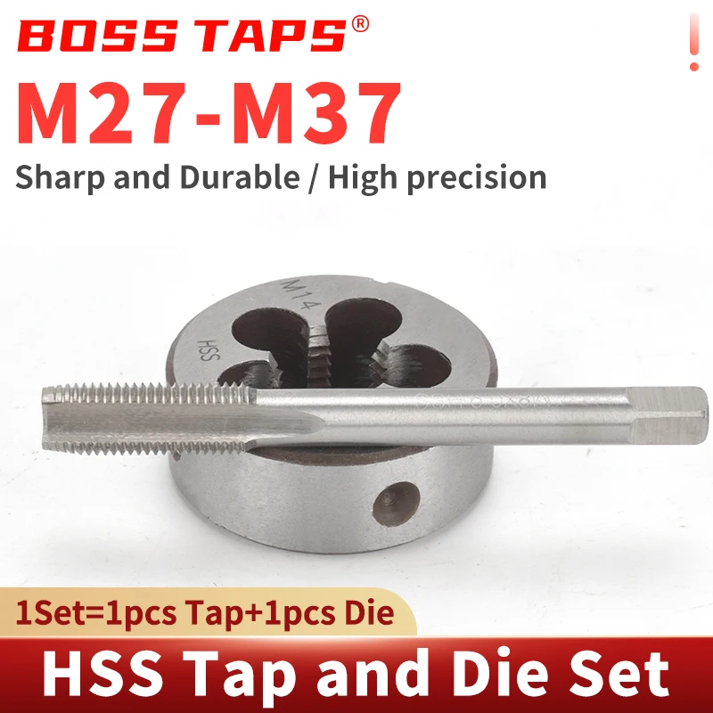 Набор метрических плашек и метчиков BOSS TAP 1SET M27-M37 (правосторонние, HSS) для нарезания и ремонта внутренней и наружной резьбы на станках
Набор метрических плашек и метчиков BOSS TAP 1SET M27-M37 (правосторонние, HSS) для нарезания и ремонта внутренней и наружной резьбы на станках