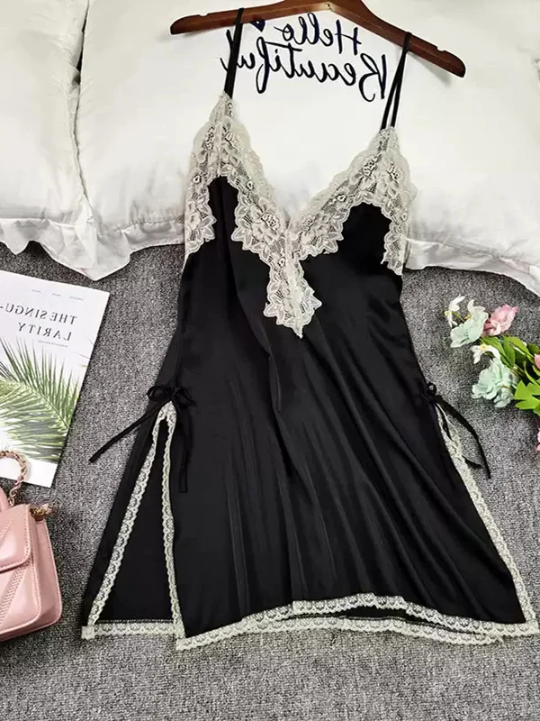 plus Size Lace Trim Sleep Dress Sexy Backless Split Design Comfortable Home Wear Short Skirt Length V-Neck Sleeveless Nightgown
plus Size Lace Trim Sleep Dress Sexy Backless Split Design Comfortable Home Wear Short Skirt Length V-Neck Sleeveless Nightgown