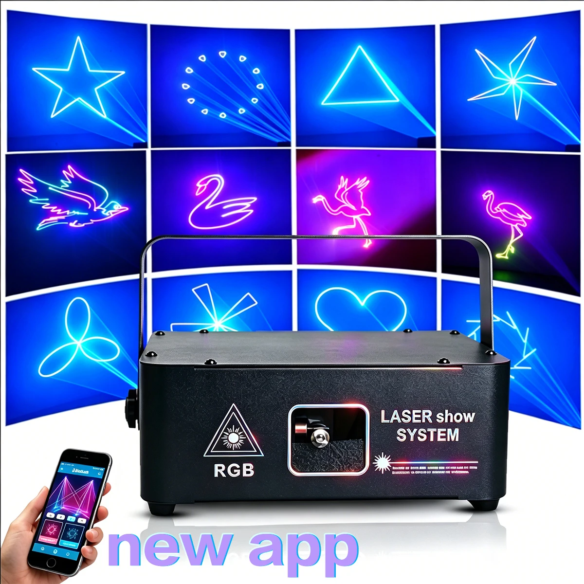 Latest APP Control RGB Laser Projector Sound Activated Strobe DJ Stage Light for Small Home Disco KTV Bar Wedding Party Decor
Latest APP Control RGB Laser Projector Sound Activated Strobe DJ Stage Light for Small Home Disco KTV Bar Wedding Party Decor