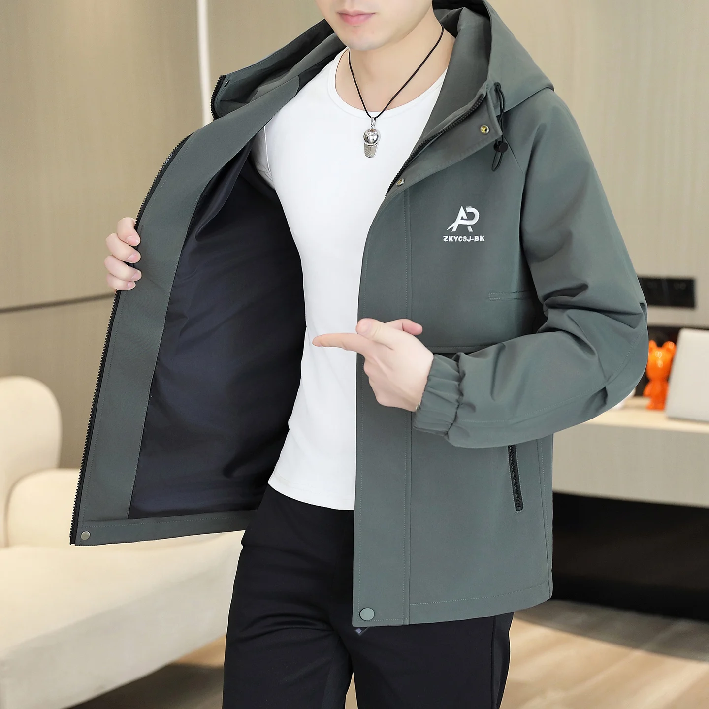 Casual Hooded Jaet Men's Spring Autumn Thin Youth Faion Polyester Fiber Deformable Stand Fit Outerwear Zipper Closure
Casual Hooded Jaet Men's Spring Autumn Thin Youth Faion Polyester Fiber Deformable Stand Fit Outerwear Zipper Closure