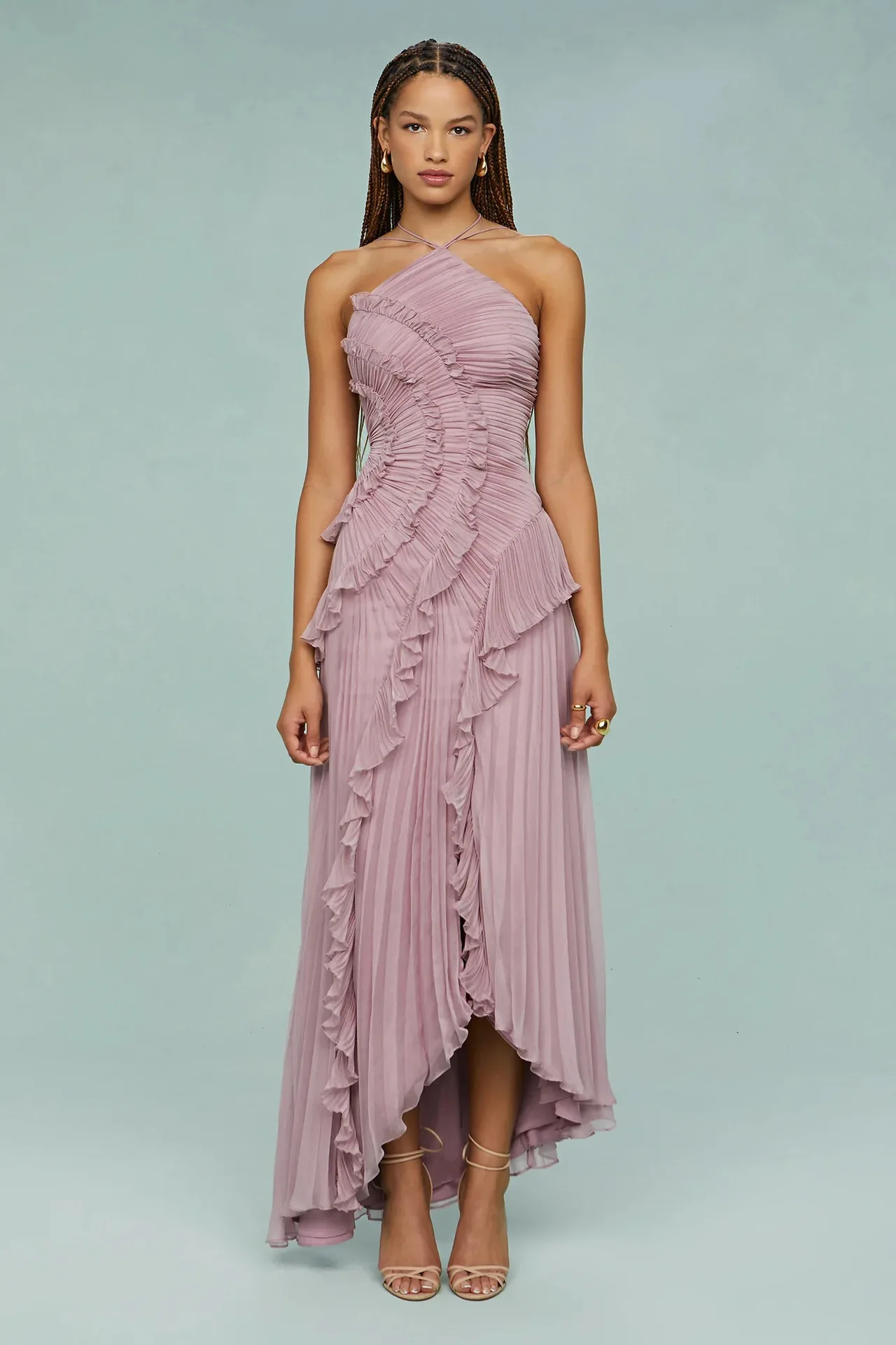 Chic pleated halter neck long vacation dress high quality purple strapless Lotus Edge Maxi Dress 2026New Lady Vacation Gowns
Chic pleated halter neck long vacation dress high quality purple strapless Lotus Edge Maxi Dress 2026New Lady Vacation Gowns