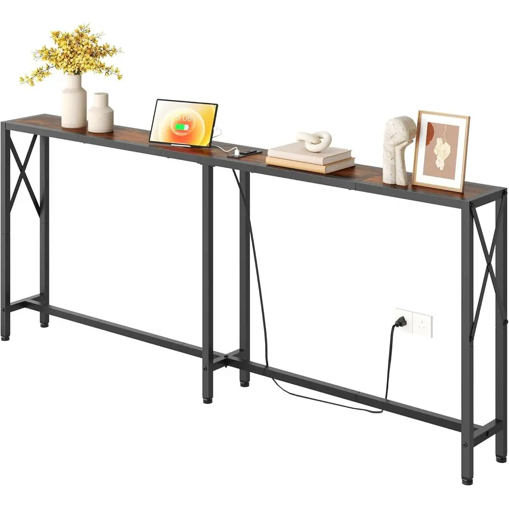70-inch Slim Sofa Table with Outlets and USB Ports for Hallway, Entry, Living Room, and Bedroom in Rustic Brown
70-inch Slim Sofa Table with Outlets and USB Ports for Hallway, Entry, Living Room, and Bedroom in Rustic Brown
