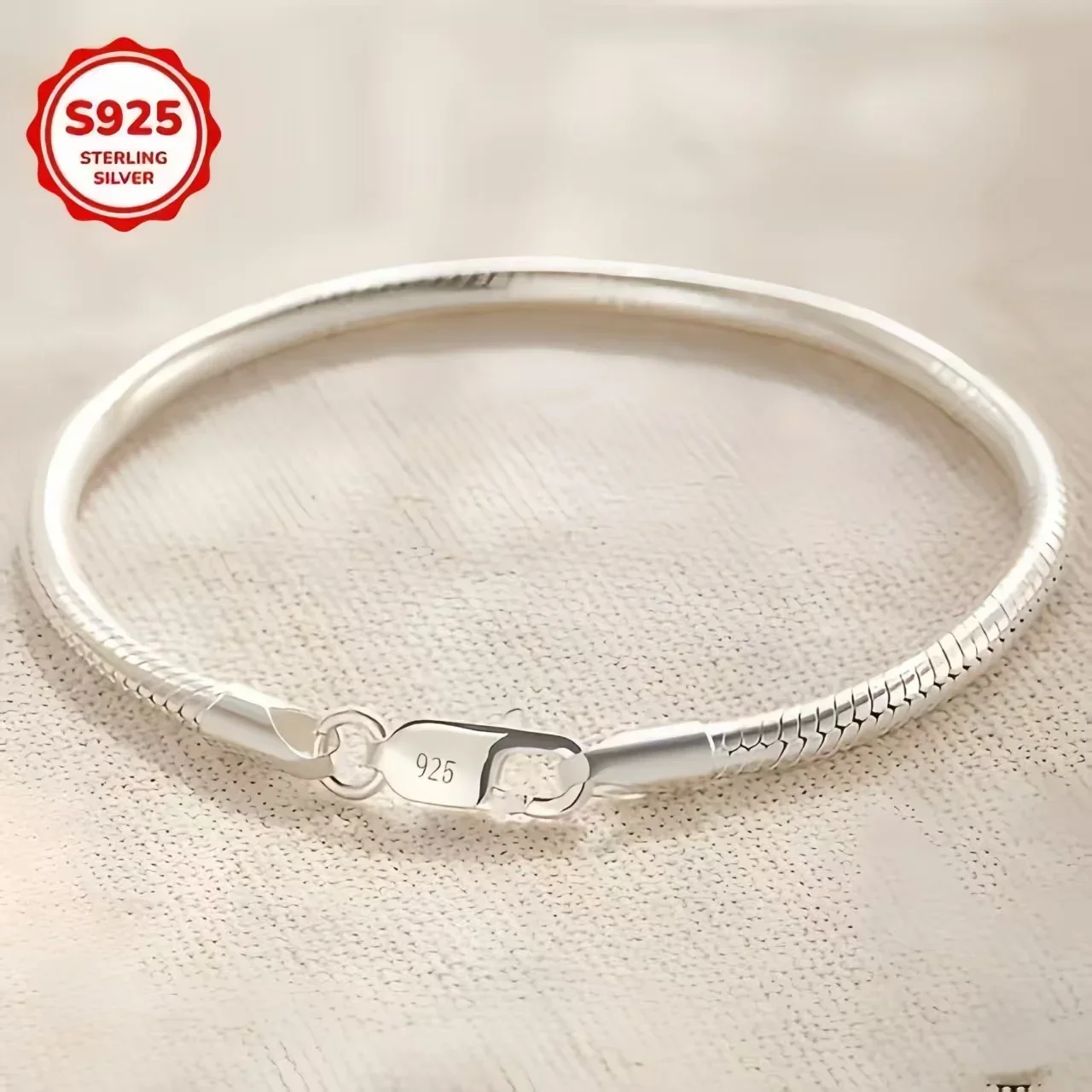 925 Sterling Silver 3mm Snake Bone Bracelet Simple Style for Women Men Daily and Party Wear All Seasons Jewelry 16-23cm
925 Sterling Silver 3mm Snake Bone Bracelet Simple Style for Women Men Daily and Party Wear All Seasons Jewelry 16-23cm