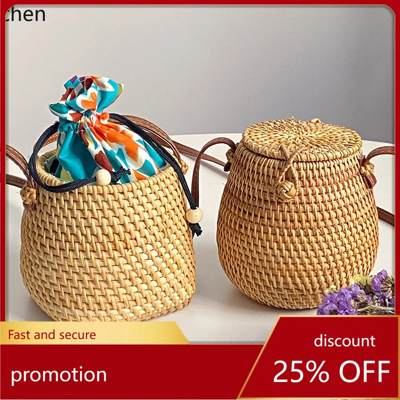 YFY Handmade Woven Rattan Bucket Mini Bag with Woven Leather Buckle
YFY Handmade Woven Rattan Bucket Mini Bag with Woven Leather Buckle