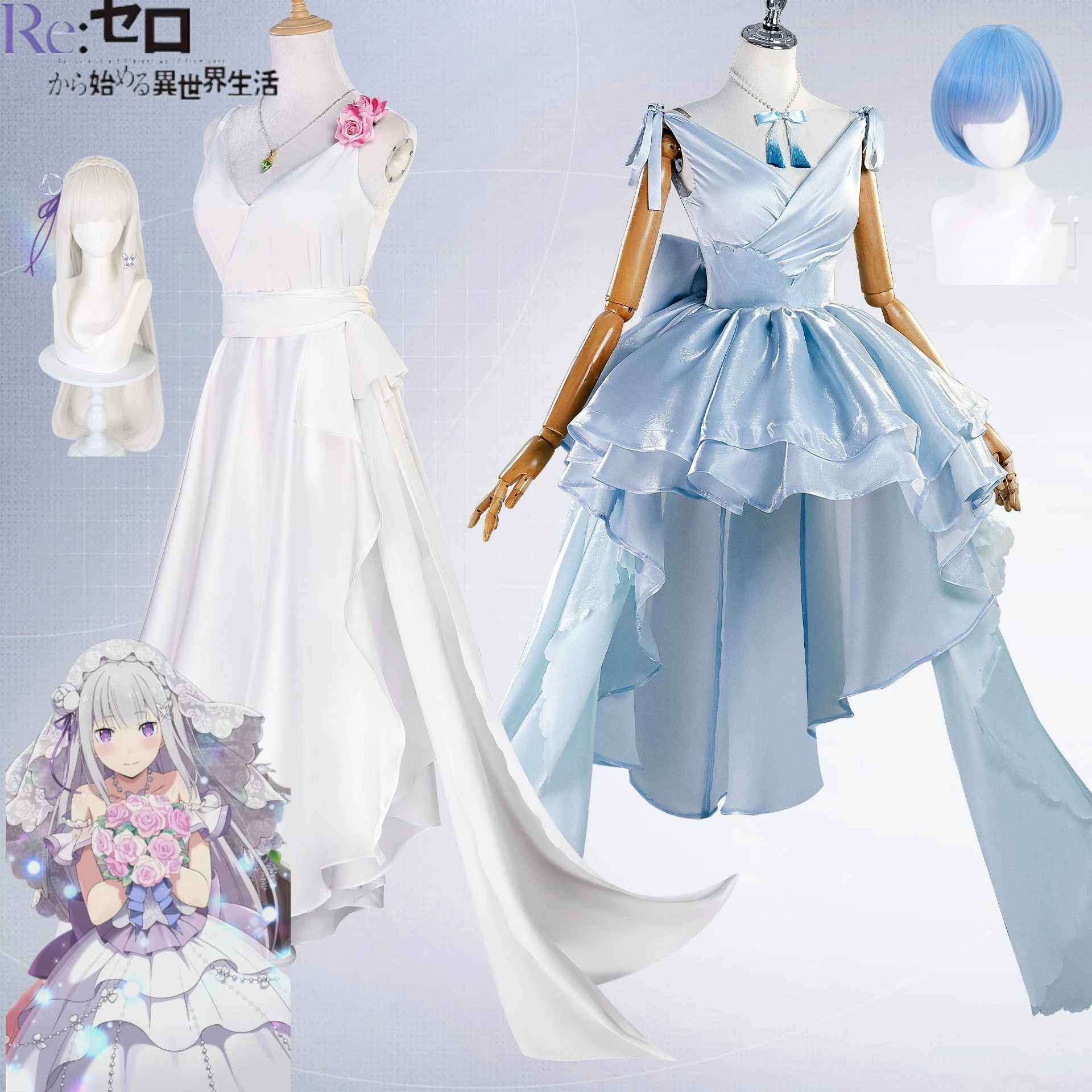 Re:Zero Starting Life in Another World Cosplay Emilia's Elegant Dress Rem's Beautiful Wedding Gown for Women Halloween Party
Re:Zero Starting Life in Another World Cosplay Emilia's Elegant Dress Rem's Beautiful Wedding Gown for Women Halloween Party