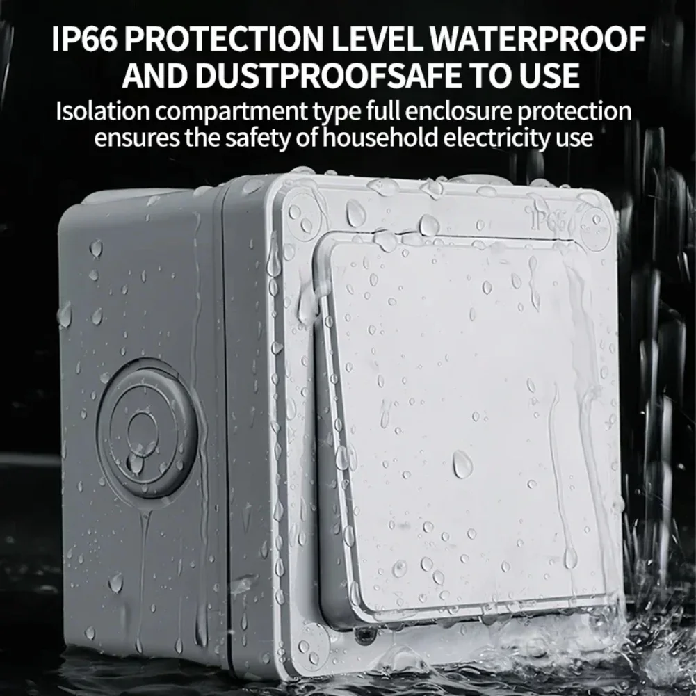 Thick Waterproof Sealing Switch Waterproof Switch 1 Gang Switch IP66 Wall Switch Plastic Material Dustproof Design
Thick Waterproof Sealing Switch Waterproof Switch 1 Gang Switch IP66 Wall Switch Plastic Material Dustproof Design