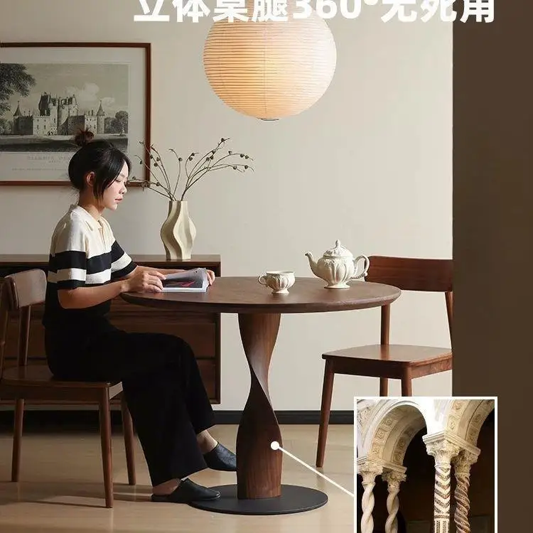 HYS North American black walnut solid wood round dining table medium antique leisure small apartment retro round dining table
HYS North American black walnut solid wood round dining table medium antique leisure small apartment retro round dining table
