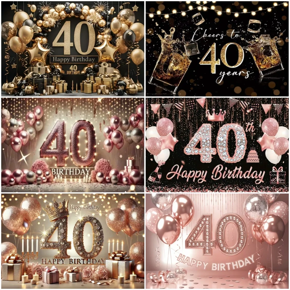 40th Anniversary Birthday Party Decoration Background Pink Gold Black Glitter Balloon Banner Adult Photography Backdrop Supplies
40th Anniversary Birthday Party Decoration Background Pink Gold Black Glitter Balloon Banner Adult Photography Backdrop Supplies